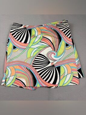 New! SPANNER Multicolor Retro Skort Sz 12 Abstract Colorful Swirls